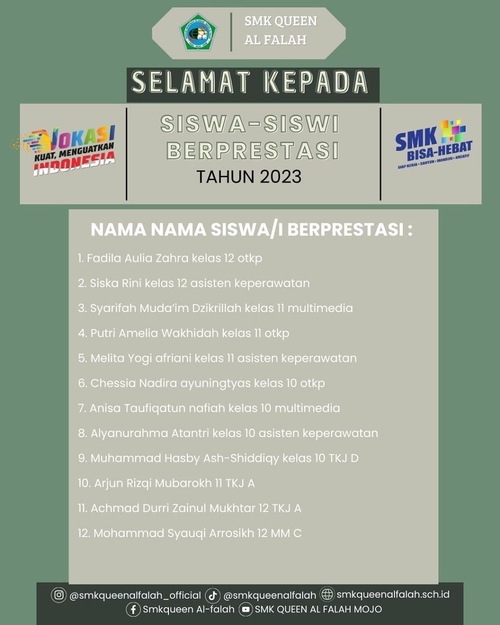 Dokumentasi prestasi Apresiasi Siswa Berprestasi Kelas dan Jurusan 2023