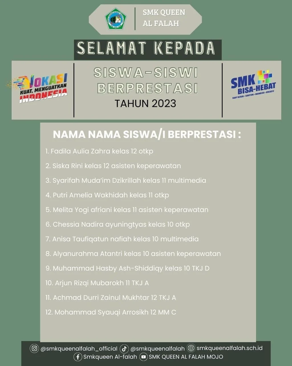 Dokumentasi prestasi Apresiasi Siswa Berprestasi Kelas dan Jurusan 2023
