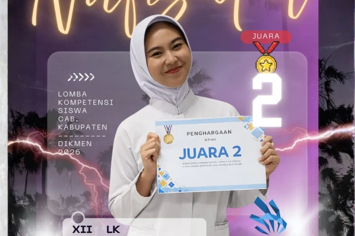 Dokumentasi prestasi Juara 2 LKS Health and Social Care Kabupaten Kediri 2026