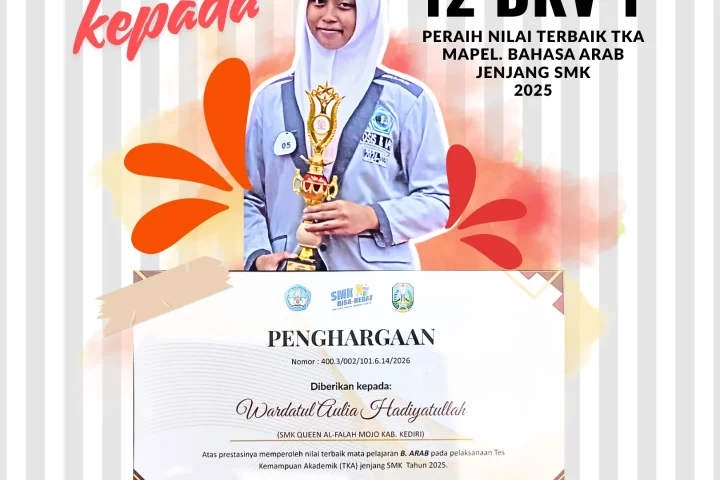 Dokumentasi prestasi Nilai Terbaik TKA Bahasa Arab Jenjang SMK 2025