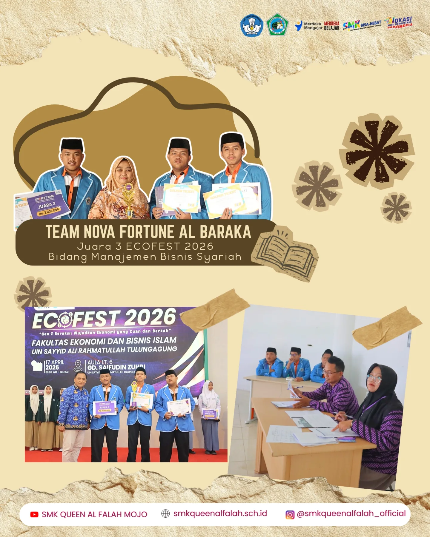Dokumentasi prestasi Juara 3 ECOFEST 2026 Bidang Manajemen Bisnis Syariah