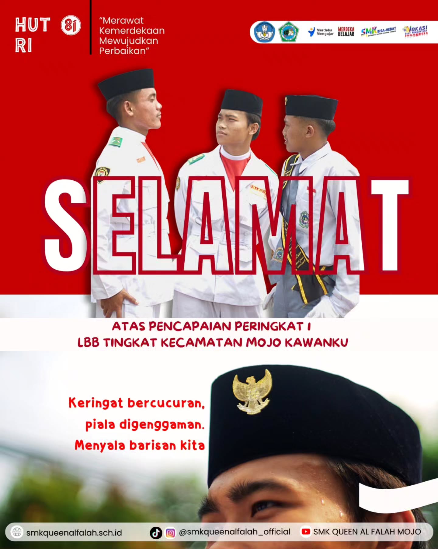 Dokumentasi prestasi Peringkat I LBB Tingkat Kecamatan Mojo 2026
