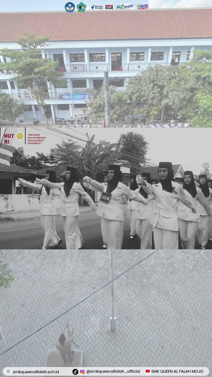 Penampilan baris-berbaris putri SMK Queen Al-Falah dalam peringatan HUT RI ke-81