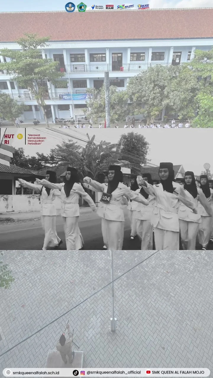 Penampilan baris-berbaris putri SMK Queen Al-Falah dalam peringatan HUT RI ke-81
